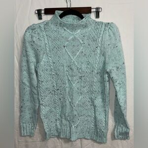 Talbots Mint Cable Knit Mock Neck Sweater Womens Petite‎ Medium